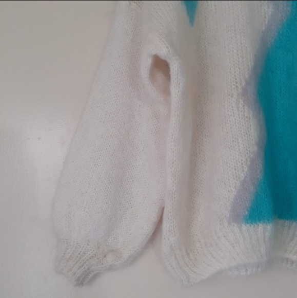 Mohair Sweater, Pure Natural Fabric -Oversized Mohair puff-sleeve Jumper Knit M - Picture 3 of 7